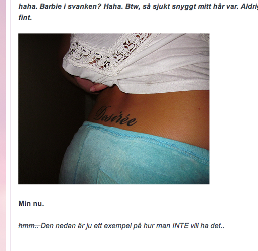Dessie har sitt namn i svanken. Dessie har sitt namn i svanken.
